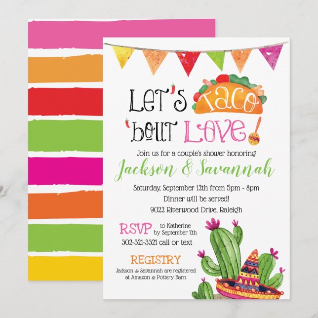 Invitation Taco bout Amour - Couples Coed Bridal (Devant / Derrière)