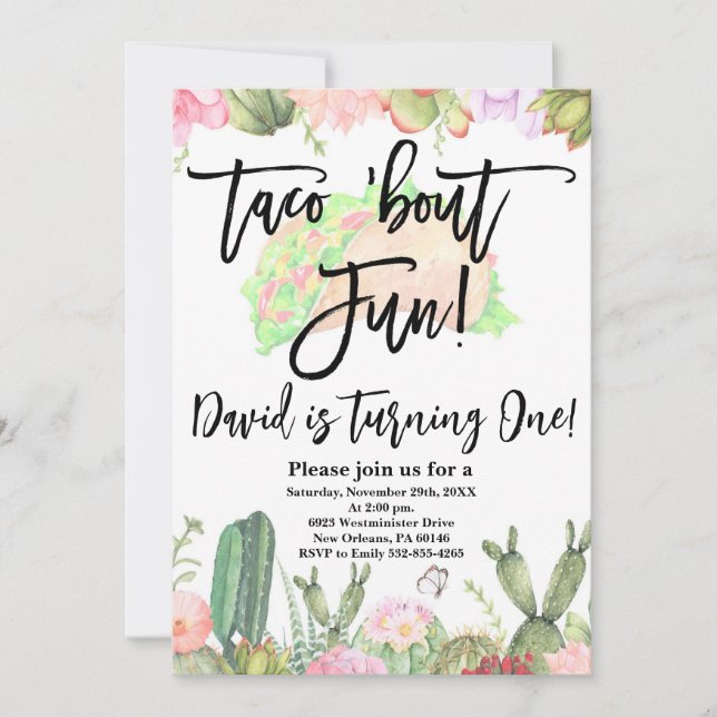 Invitation Taco ’Bout Amusement, Taco ’Bout Fête du Cactus Pr (Devant)