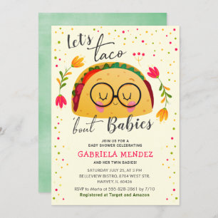 Invitation Taco Bout Babies Baby shower jumeau saupoudré