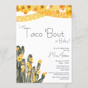 Invitation Taco Bout Baby Genre Neutre Floral Cactus Douche