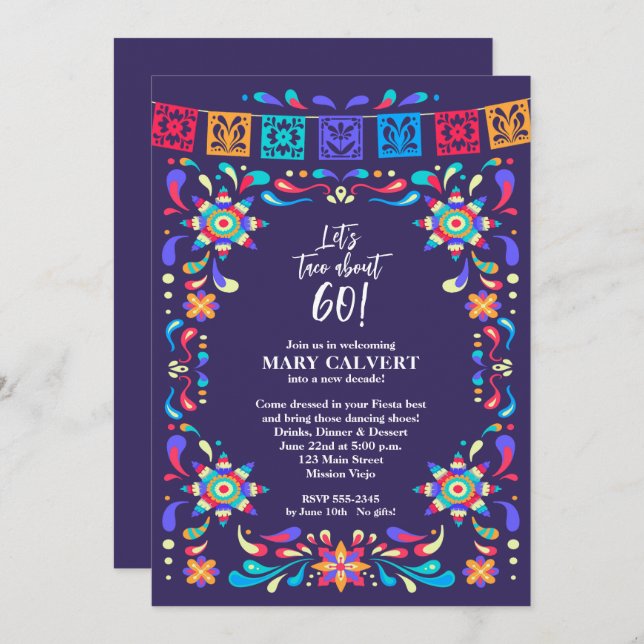 Invitation Taco Bout fête d'anniversaire (Devant / Derrière)