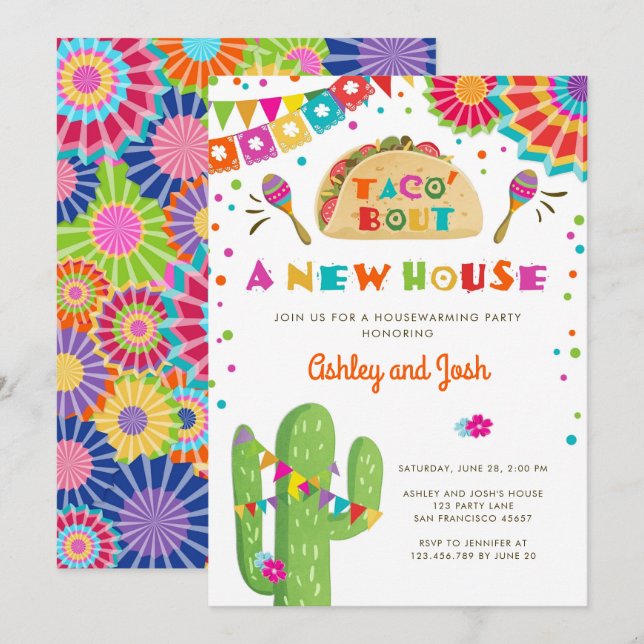 Invitation Taco Bout : Fête de la Maison neuve (Devant / Derrière)