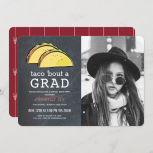 Invitation Taco Bout GRAD Photo Chkbd Red Virtual Graduation