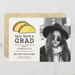 Invitation Taco Bout GRAD Photo Gold Virtual Graduation