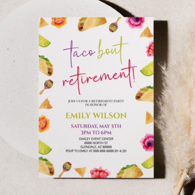 Invitation Taco Bout la retraite ! Fête de retraite Fiesta (Créateur téléchargé)