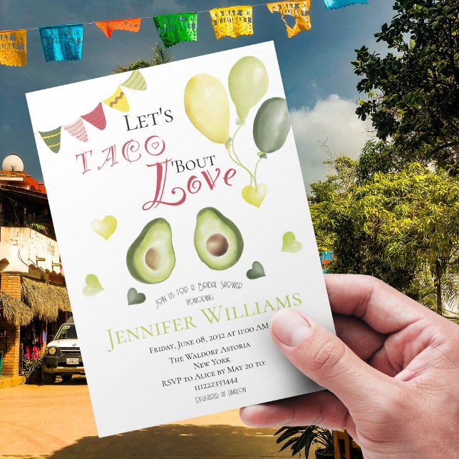 Invitation Taco Bout Love Fête des mariées Avocado Fiesta (Créateur téléchargé)