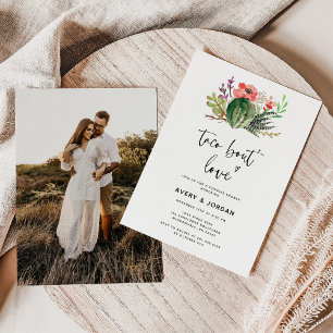 Invitation Taco Bout Love Floral Cactus Photo Couples Douche