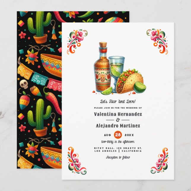 Invitation Taco 'bout Love : Mariage Fiesta Audacieux (Devant / Derrière)