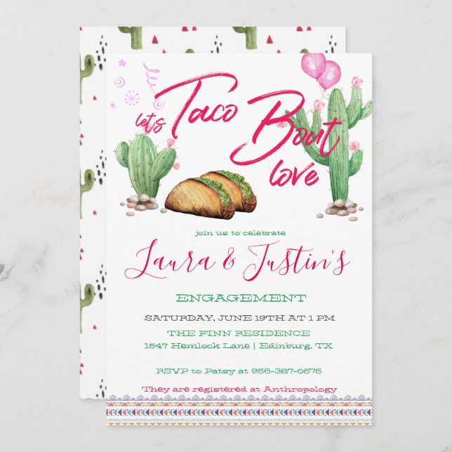 Invitation Taco ‘Bout Love Party (Devant / Derrière)