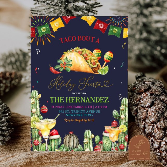 Invitation Taco Bout Night Fiesta Margaritas Christmas Party (Créateur téléchargé)