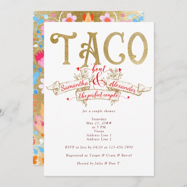 Invitation Taco Bout Parfait Couple Love Fiesta Couple Douche (Devant / Derrière)