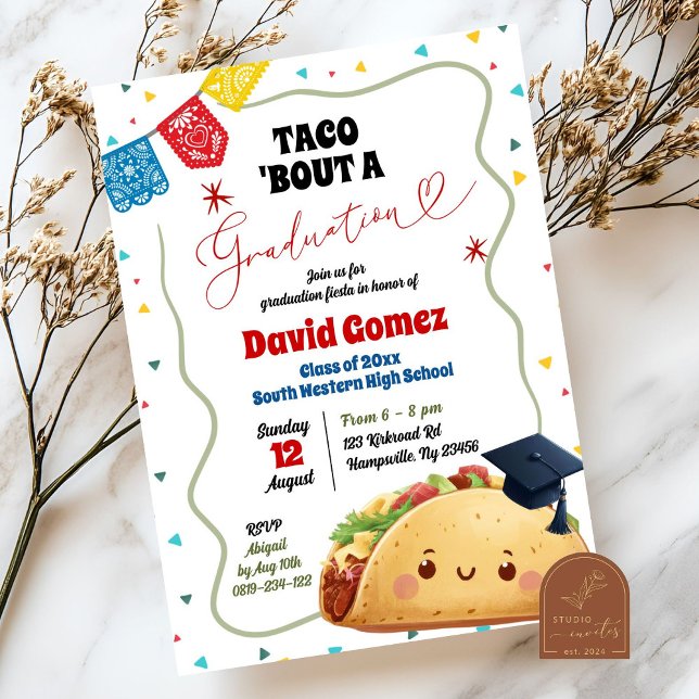 Invitation Taco Bout Parti Mexicain de Graduation (Créateur téléchargé)