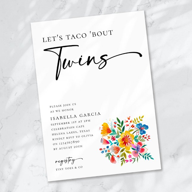 Invitation Taco 'Bout Twins Floral Fiesta Baby shower (Créateur téléchargé)