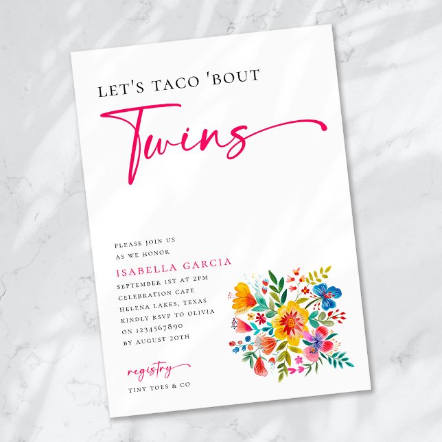 Invitation Taco 'Bout Twins Floral Fiesta Baby shower (Créateur téléchargé)