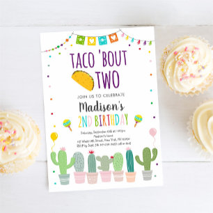 Invitation Taco 'Bout Two Fiesta Cactus Anniversaire