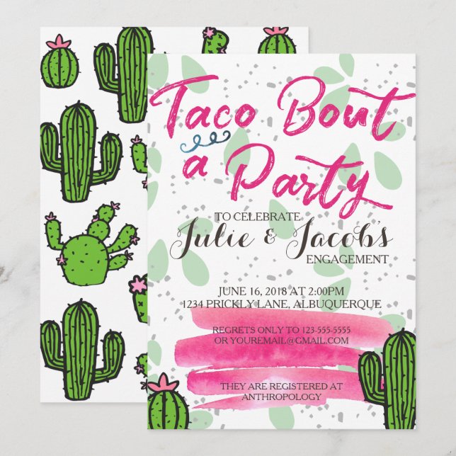 Invitation Taco Bout Une Partie D'Engagement (Devant / Derrière)
