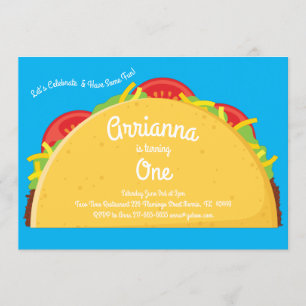 Invitation Taco Cute Mexicaine Nourriture Enfants 1ère fête d