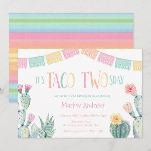 Invitation Taco Deux Jours 2E Fête D'Anniversaire Fiesta Pour