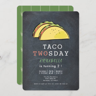 Invitation Taco Deux Jours Mardi Chalkboard 2e Anniversaire