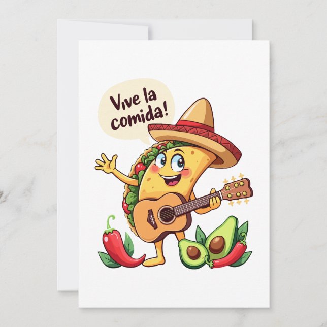 Invitation Taco Fiesta mit Gitarre und hispanischem Flair (Devant)
