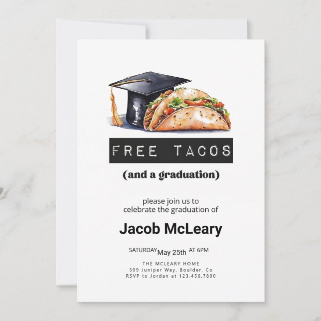 Invitation Taco Graduation Party Invitation, Drôle Graduation (Devant)