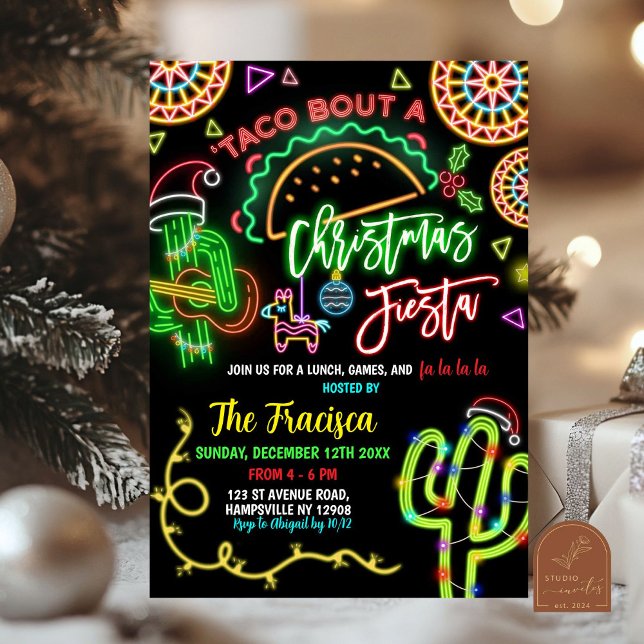 Invitation Taco néon à propos de la fête de Noël (Créateur téléchargé)