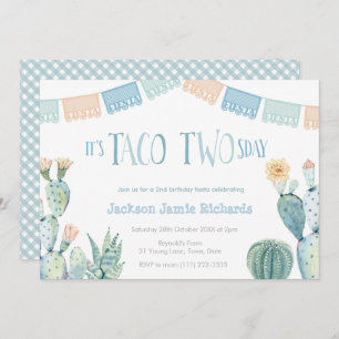 Invitation Taco Twosday Party - Garçon 2ème anniversaire Fies
