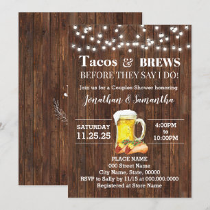 Invitation Tacos & Brews Avant De Faire Country Couples Douch