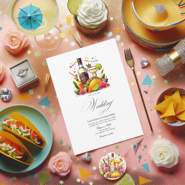 Invitation Tacos colorés et Mariage Tequila Fiesta (Colorful Tacos and Tequila Fiesta Wedding Invitation)