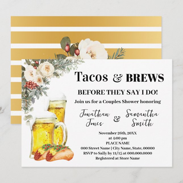 Invitation Tacos et bières avant que je fasse une douche hive (Devant / Derrière)