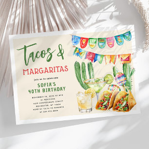 Invitation Tacos et Margaritas Anniversaire Mexicain Adulte