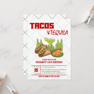 Invitation Tacos et Tequila 50e Anniversaire Adulte Mexicain