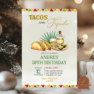 Invitation Tacos et Tequila 50e anniversaire des adultes mexi