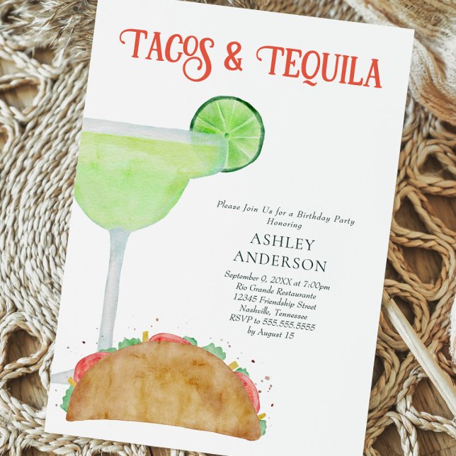 Invitation Tacos et Tequila Margarita fête d'anniversaire (Créateur téléchargé)