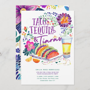 Invitation Tacos Tequila Tiaras Dernière Fiesta Bachelorette