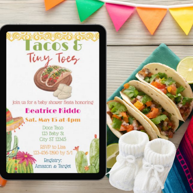 Invitation Tacos & Tiny Toes Baby Shower (Créateur téléchargé)