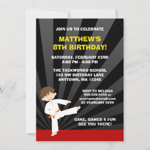 Invitation Taekwondo Karate Orange Belt Anniversaire Invitati