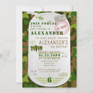 Invitation Tag de l'armée Camouflage vert Camouflage militair