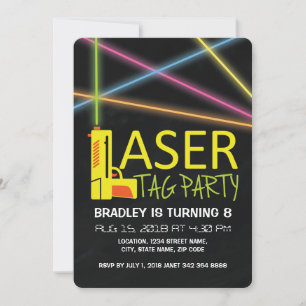 Invitation Tag laser enfant fête d'anniversaire