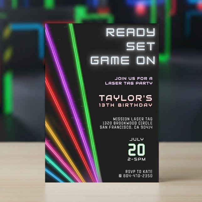 Invitation Tag laser Neon Fête d'anniversaire (Créateur téléchargé)