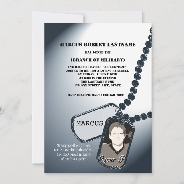 Invitation Tags de chien militaire Photo (Devant)