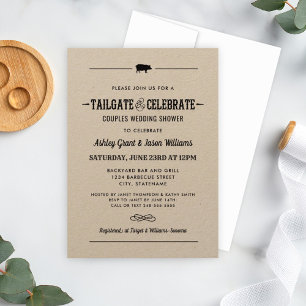 Invitation Tailgate et Celebrate Kraft Black Wedding shower