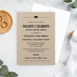 Invitation Tailgate et Celebrate Kraft Black Wedding shower