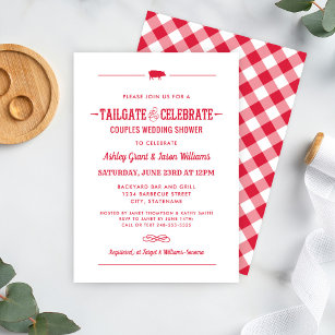 Invitation Tailgate et Celebrate Red Mariage Couples Douche