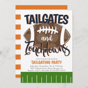 Invitation Tailgates et Touchdowns Football N'IMPORTE QUELLE