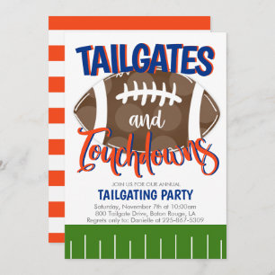 Invitation Tailgates et Touchdowns Football N'IMPORTE QUELLE 
