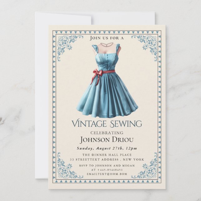 Invitation Tailleur Élégant & Fête de Couture (Devant)