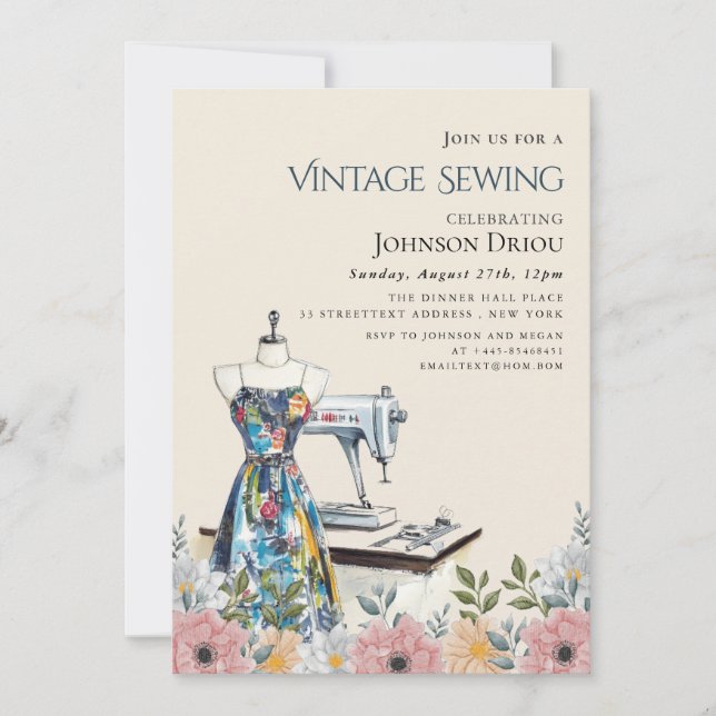 Invitation Tailleur Élégant & Fête de Couture (Devant)