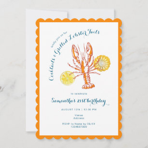 Invitation Tails de homard grillé BBQ Fruits de mer été Anniv