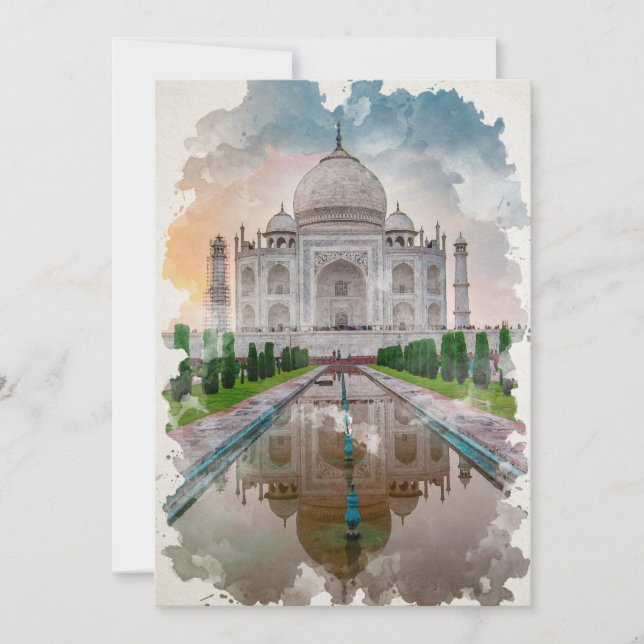 Invitation Taj Mahal India Aquarelle Art (Devant)